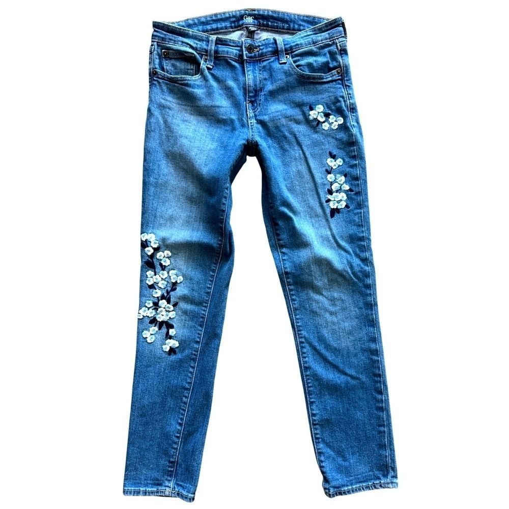 Gap Floral Embroidered Skinny Jeans Denim Pants Cottagecore Size 2/26R